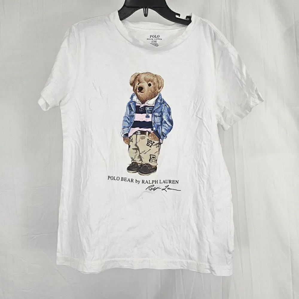 Polo Bear By Ralph Lauren Youth Size 7 White T Shirt Unisex